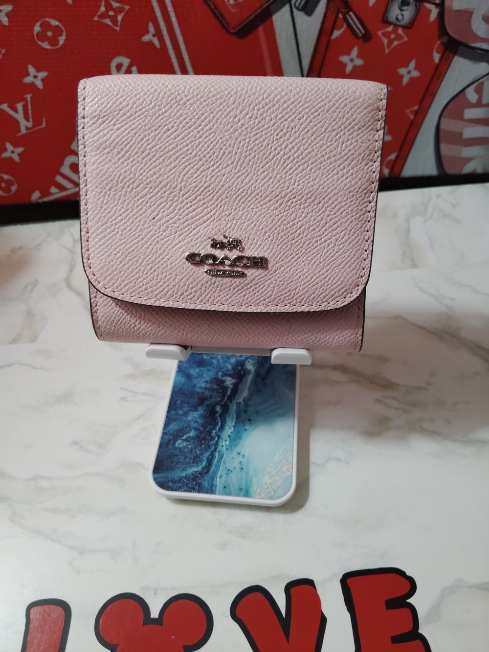 Coach Pebbled Leather Compact Wallet - Light Pink Project Piece!!